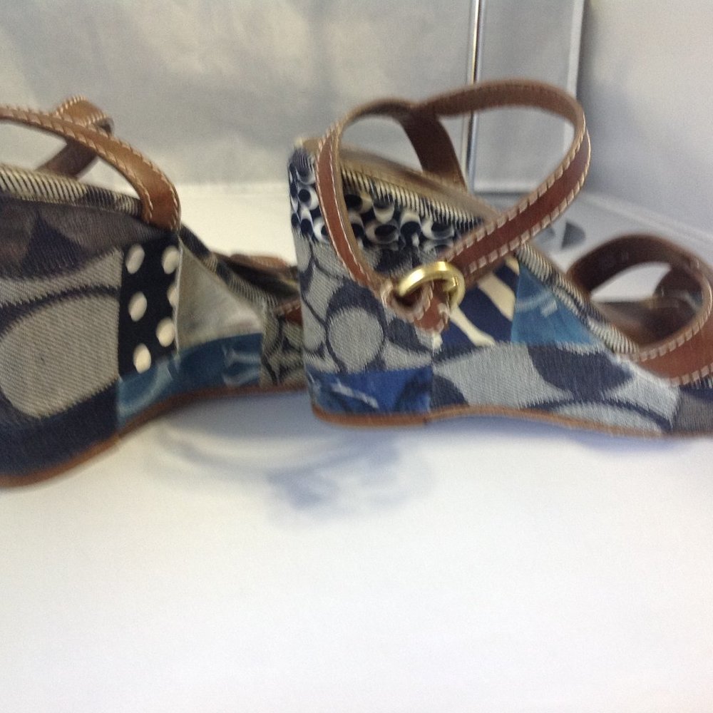 Beautiful Coach Patchwork Denim/Leather Wedges - Picture 3 of 5